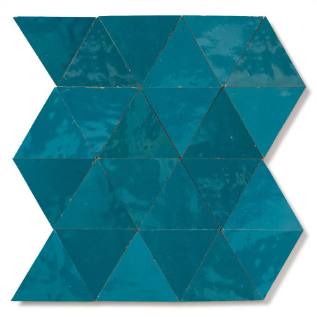 Carrelage Zellige Marocain Bleu Turquoise Triangle grand 10 cm