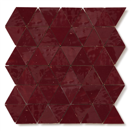 Carrelage Zellige Marocain Rouge Lie de vin Triangle petit 4,9 cm