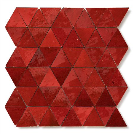 Carrelage Zellige Marocain Rouge Pétillant Triangle petit 4,9 cm