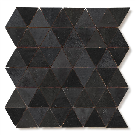 Carrelage Zellige Marocain Noir Carbone Triangle petit 4,9 cm