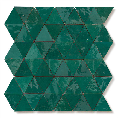 Carrelage Zellige Marocain Vert Emeraude Triangle petit 4,9 cm