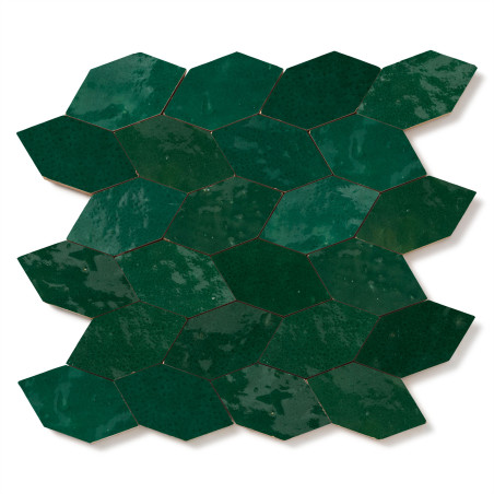 Carrelage Zellige Marocain Vert Menthe Navette 4,9x10 cm