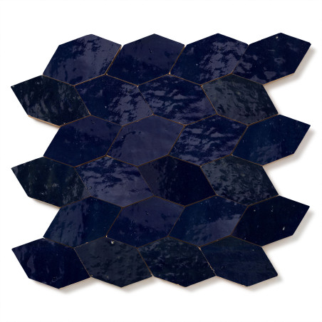 Carrelage Zellige Marocain Bleu Nuit Navette 4,9x10 cm