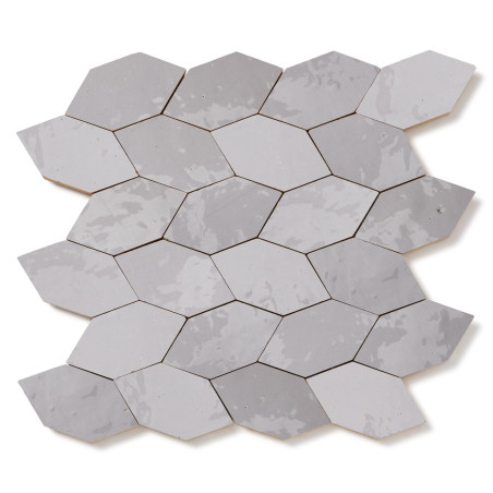 Carrelage Zellige Marocain Gris Clair Navette 4,9x10 cm