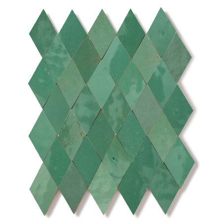 Carrelage Zellige Marocain Vert d'eau Losange 5,5x10 cm