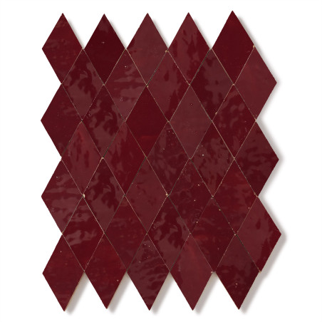 Carrelage Zellige Marocain Rouge Lie de vin Losange 5,5x10 cm