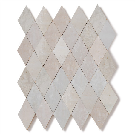 Carrelage Zellige Marocain Blanc Oukaimeden Losange 5,5x10 cm