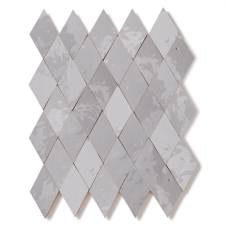 Carrelage Zellige Marocain Gris Clair Losange 5,5x10 cm