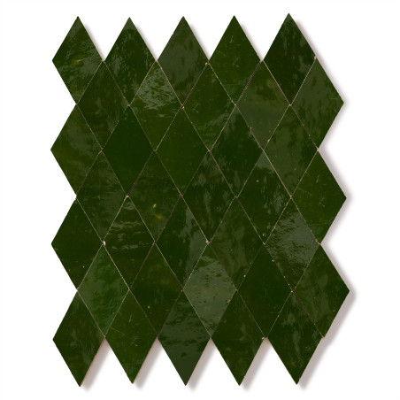 Carrelage Zellige Marocain Vert Impérial Losange 5,5x10 cm