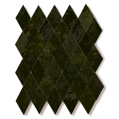 Carrelage Zellige Marocain Vert Empire Losange 5,5x10 cm