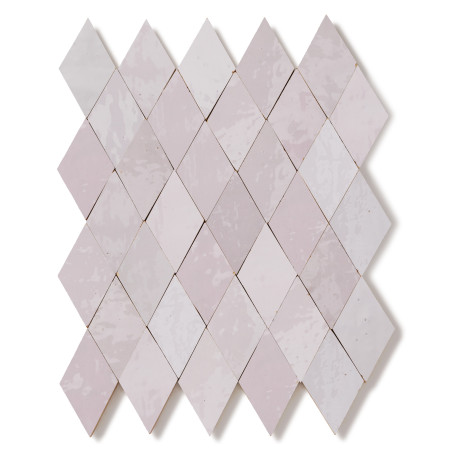 Carrelage Zellige Marocain Rose Pale Losange 5,5x10 cm