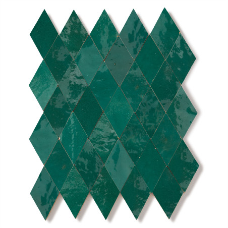 Carrelage Zellige Marocain Vert Emeraude Losange 5,5x10 cm