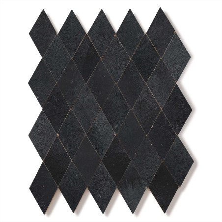 Carrelage Zellige Marocain Noir Métal Losange 5,5x10 cm