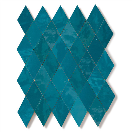 Carrelage Zellige Marocain Bleu Turquoise Losange 5,5x10 cm