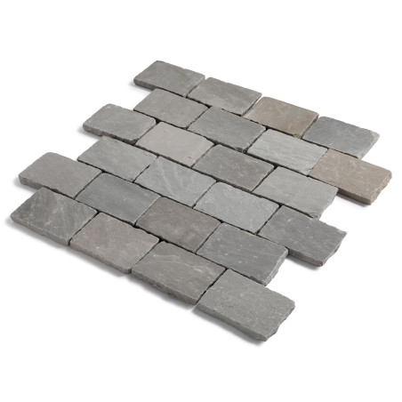 Pavé pierre naturelle Grès Kandla Gris 20x14x3-5 cm Clivé