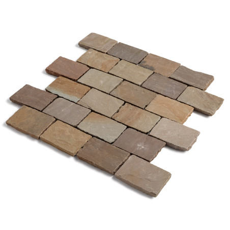 Pavé pierre naturelle Grès Kandla Multicolore 20x14x2,5 cm Clivé