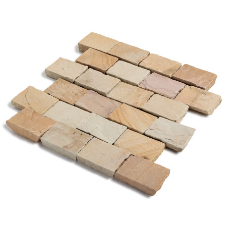 Pavé pierre naturelle Grès Kandla Beige 20x14x3-5 cm Clivé