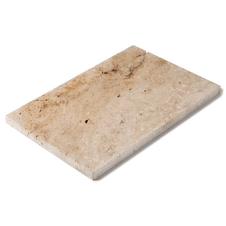 Dessus de marche Travertin Beige Nuancé 61x40,6x3 cm Bord Droit