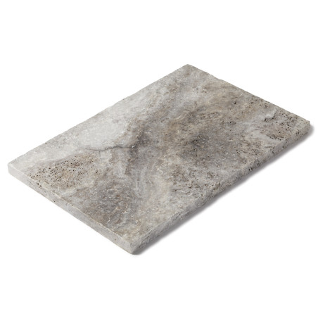 Dessus de marche Travertin Gris Silver 61x40,6x3 cm Bord Droit