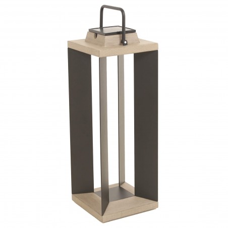 Lanterne solaire extérieure Teckalu en Aluminium Noir et Duratek - 65 cm