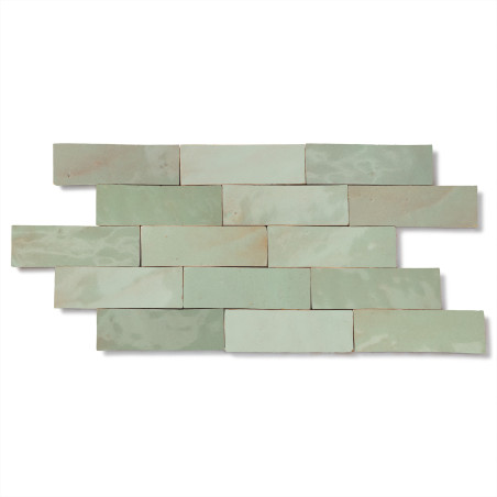 Zellige Marocain Vert Tilleul 5x15 cm Ep. ±1,5 cm (lot de 1 m²)