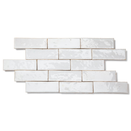 Zellige Marocain Blanc Neige 5x15 cm Ep. ±1,5 cm (lot de 0,4 m²)